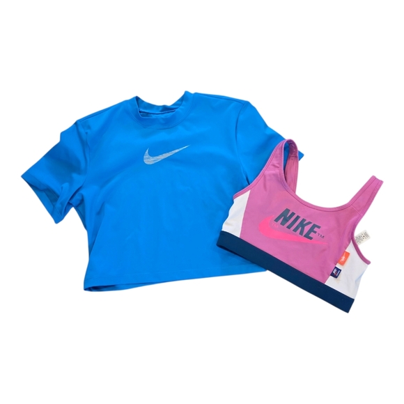 Nike Tops - Nike Lot- Short Sleeve Dri-fit Crop Top and Swoosh Icon Clash Women's Sports Bra